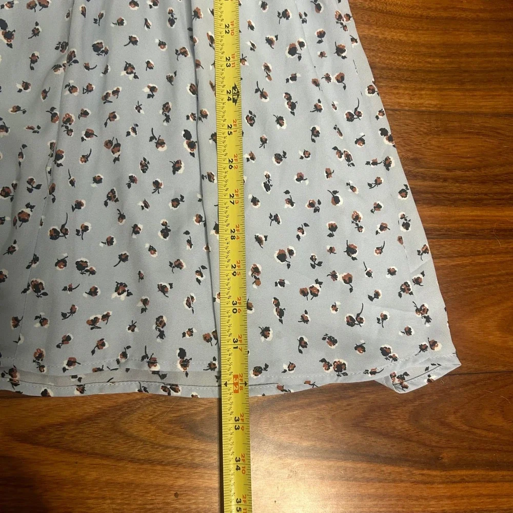 Sienna Sky Floral‎ Smocked Dress Button Front Casual Sundress Light Blue M